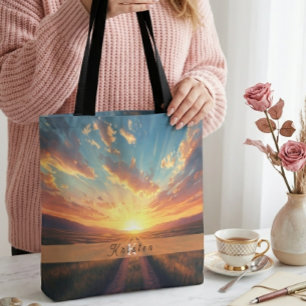Tote Bag Thème de coucher de soleil Champ Esthétique Modern