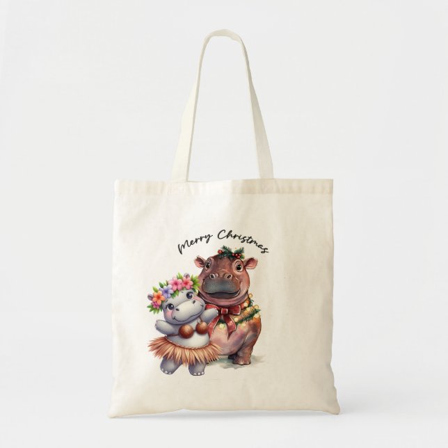 Tote Bag Thème de Noël hippo (Devant)