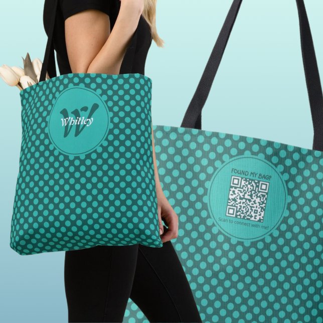 Tote Bag Thème de points chic Code QR dynamique intelligent (Chic Polka Dots Theme Smart Dynamic QR Code Tote Bag)