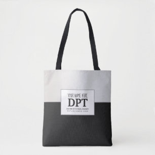 Tote Bag Thérapeute physique DPT Customisé Argent et Noir