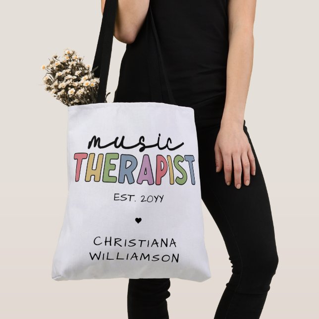 Tote Bag Thérapie musicale sur mesure Diplôme de musicothér (De près)