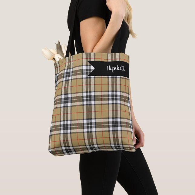 Tote Bag Thomson Camel Tartan Plaid Family Mode Motif (De près)
