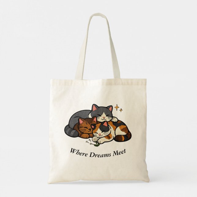 Tote Bag Three Cats Where Dreams Meet (Dos)
