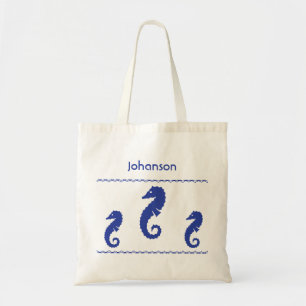 Tote Bag - Three Sea Horses and Text
