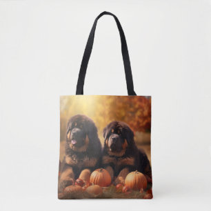 Tote Bag Tibétain Mastiff Chiot Automne Citrouille délice