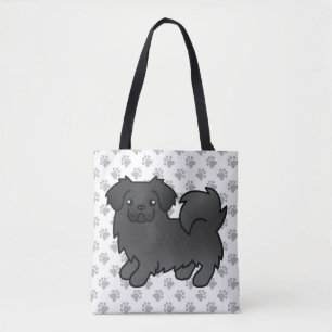 Tote Bag Tibétain Spaniel Noir Chien de Dessin Animé Mignon