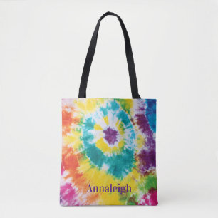 Tote Bag Tie Dye Arc-en-ciel Coloré Nom Personnalisé Meille