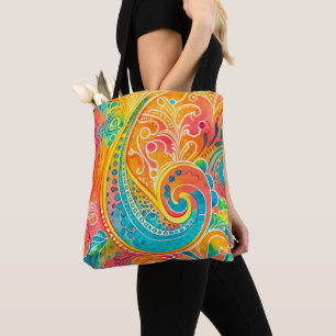 Tote Bag Tie Dye Boho Hippy 60s Colorful