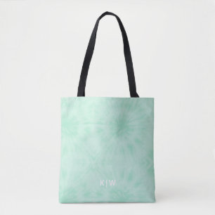 Tote Bag Tie Dye Monogramme vert de menthe pastel