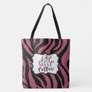 Tote Bag Tiger Imprimer Rouge Maroon Fourre-tout Coffee Lov