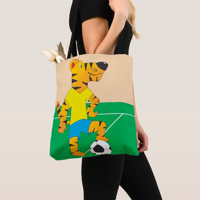 Tote Bag Tiger Jouer au football (Créateur téléchargé)