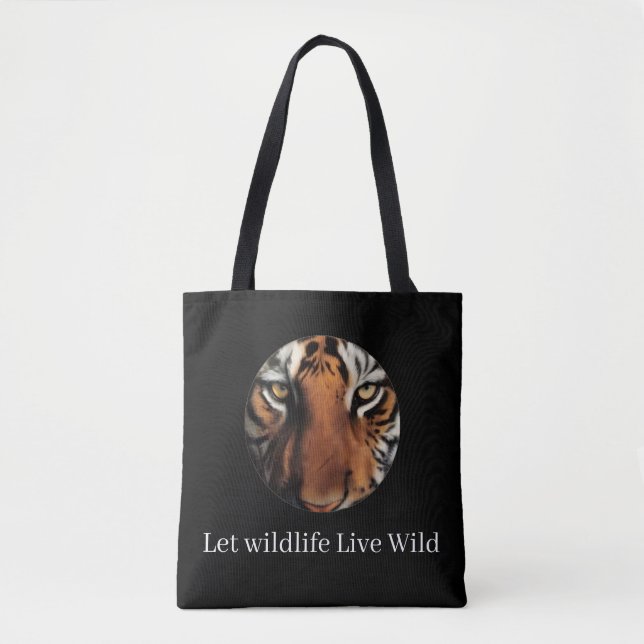 Tote Bag | Tiger Print Eco-Friendly Canvas Bag (Devant)