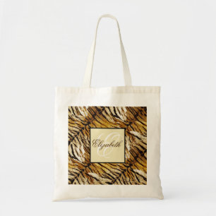 Tote Bag Tiger skin, monogram, stylish, tiger, striped
