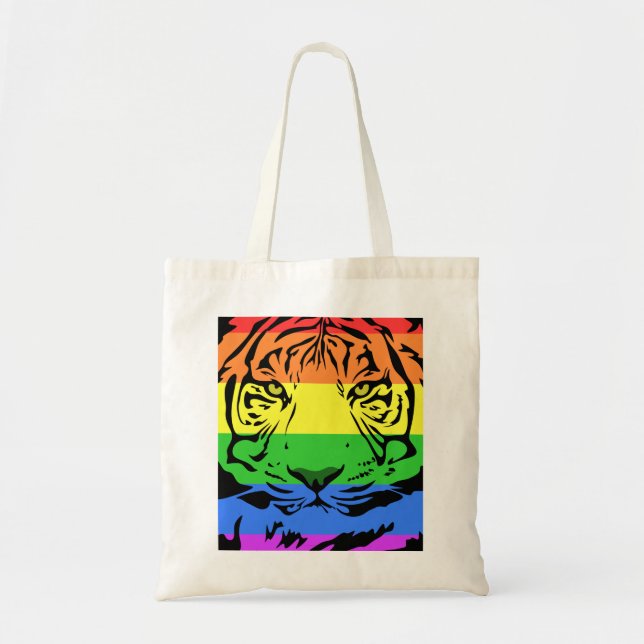 Tote Bag Tigre arc-en-ciel (Devant)