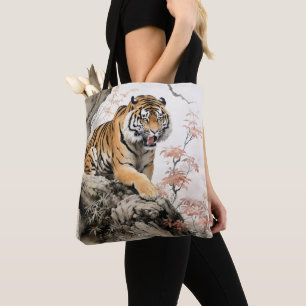 Tote Bag Tigre asiatique peinture traditionnelle