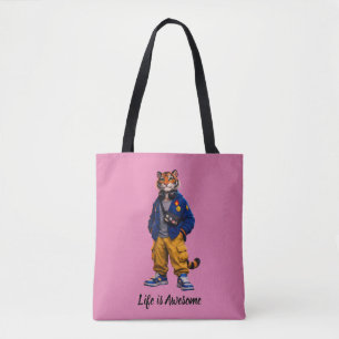 Tote Bag Tigre Cool dans l'Art Streetwear - Style Urbain Ti