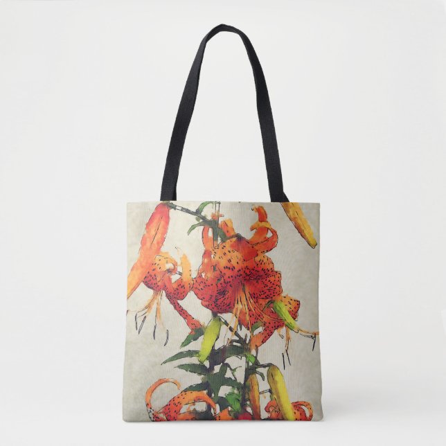Tote Bag Tigre d'Aquarelle orange Lily 1 (Devant)
