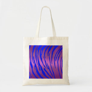 Tote Bag Tigre métallique rayures bleu rose