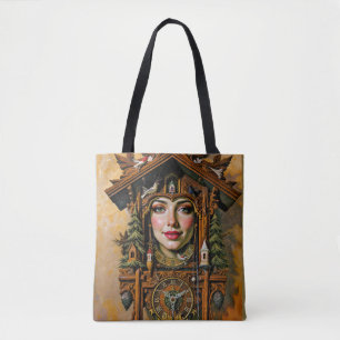 Tote Bag "Timeless Muse" - Portrait de l'horloge de la cabi