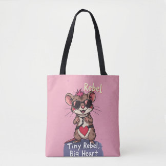 Tote Bag Tiny Rebel Big Heart – Cute Punk Mouse