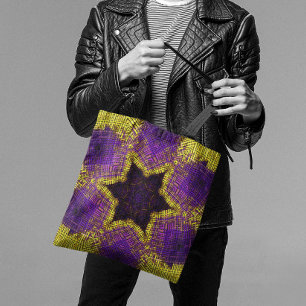 Tote Bag Tisser Mandala violet et jaune