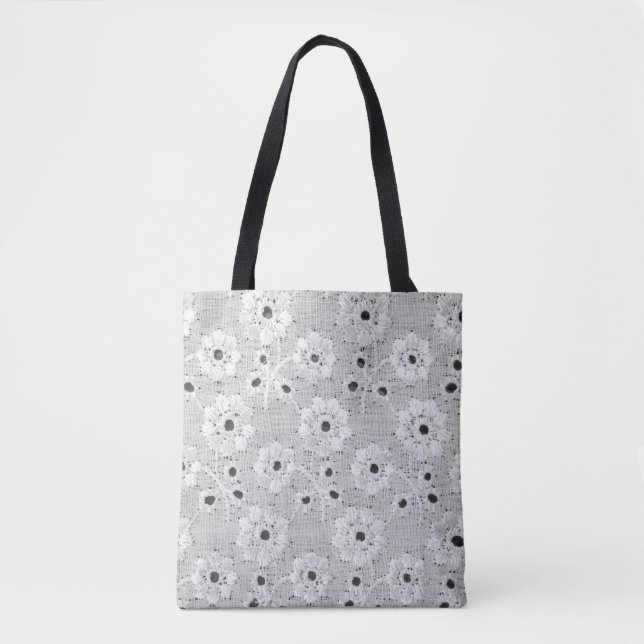 Tote Bag Tissu blanc texture dentelle fine avec élégance do (Devant)