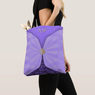 Tote Bag Tissu Illusion de Bijou Violet Monogrammé