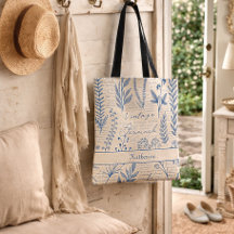 Tissu Toile de Jouy Française Fleur Sauvage Bleue 
