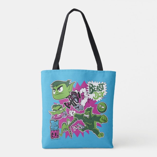 Tote Bag Titans Ados, allez ! | Les Shapeshifts Beast Boy (Dos)