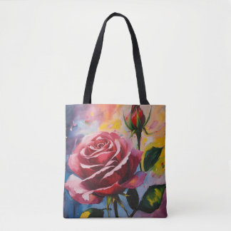 Tote Bag Titre : Peinture néo-expressionniste d'un Rose et 