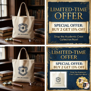 Tote Bag Toile avec blason monogramme Dark Academia