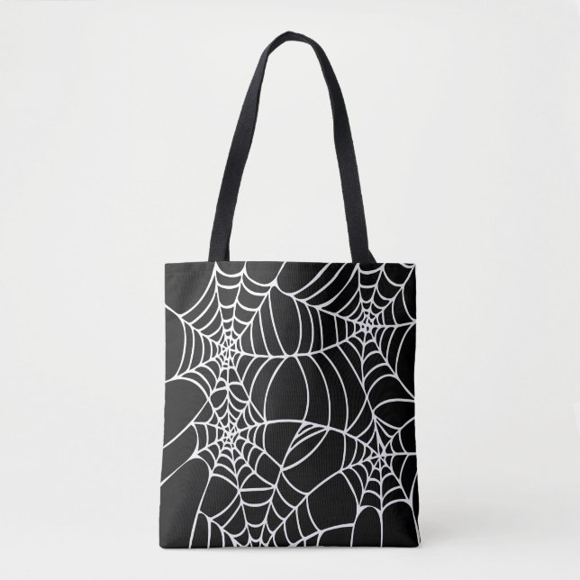 Tote Bag Toile d'araignée noire et blanche de Halloween (Devant)