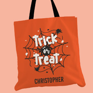 Tote Bag Toile d'araignée personnalisée Halloween Trick or 
