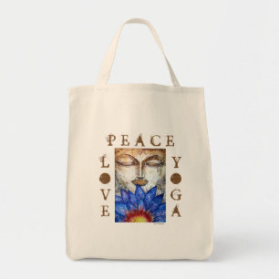 Tote Bag Toile d'art d'aquarelle de Bouddha de yoga d'amour