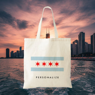 Tote Bag Toile de coutume de drapeau de Chicago