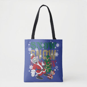 Tote Bag Tom et Jerry Santas By The Tree