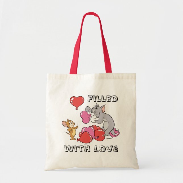 Tote Bag Tom & Jerry Inflate Valentine Heart Ballons (Devant)