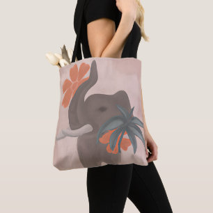 Tote Bag Tons de la Terre Art minimaliste éléphant