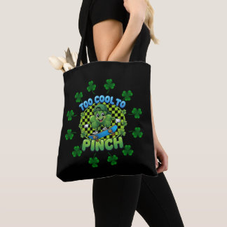 Tote Bag Too Cool to Pinch Skateboard Shamrock St. Patricks