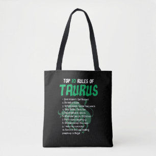 Tote Bag Top 10 Règles De Taurus Zodiac Anniversaire Cadeau