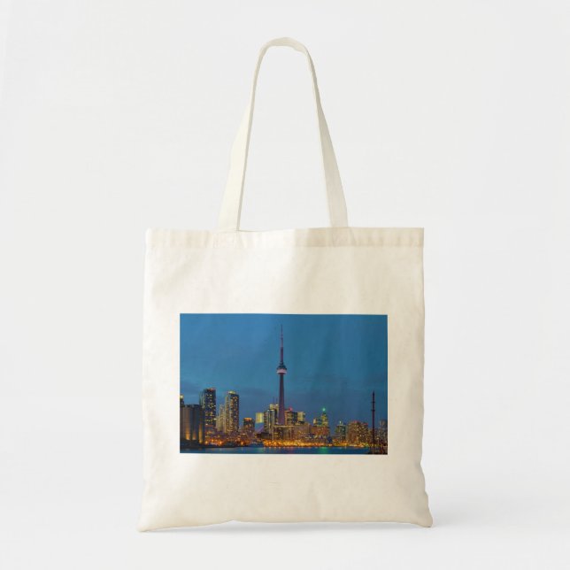 Tote Bag Toronto Ontario Canada Skyline La Nuit (Devant)