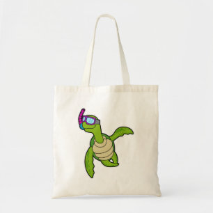 Tote Bag Tortue à la natation avec tuba