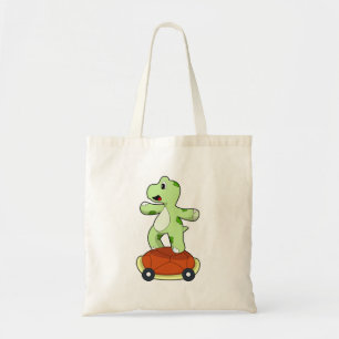 Tote Bag Tortue avec coquille en tant que skateboard