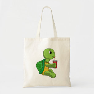 Tote Bag Tortue avec tasse à boire avec paille