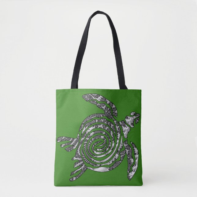 Tote Bag Tortue de l'imaginaire 3 D (Devant)