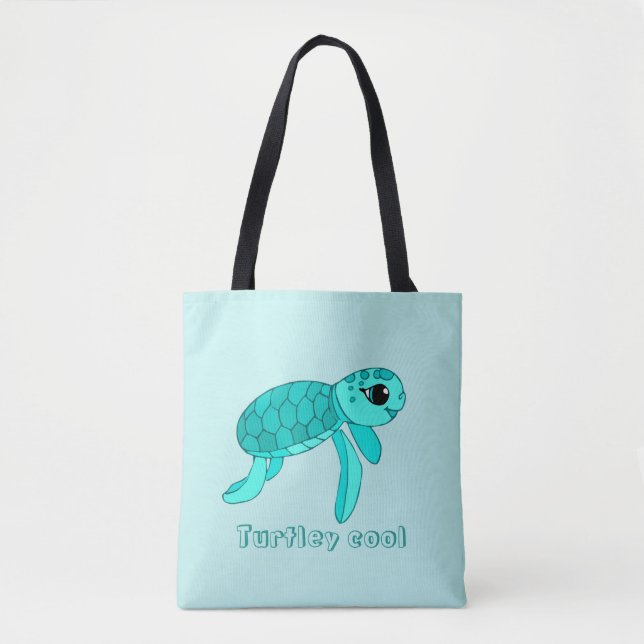 Tote Bag Tortue de mer cool de Turtley (Devant)