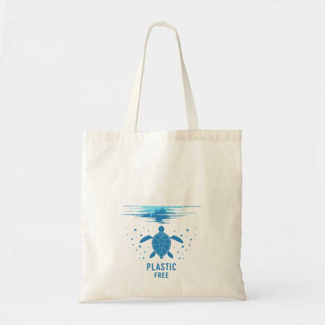 Tote Bag Tortue de mer Gardez notre mer Plastique gratuit 5 (Devant)