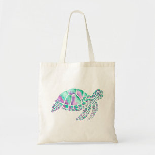 Tote Bag Tortue de mer rose et Turquoise