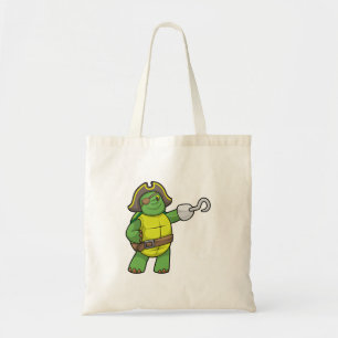 Tote Bag Tortue en pirate avec patchs main et oeil