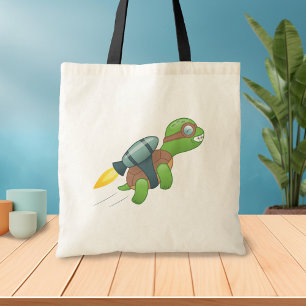 Tote Bag Tortue volante avec un Jetpack